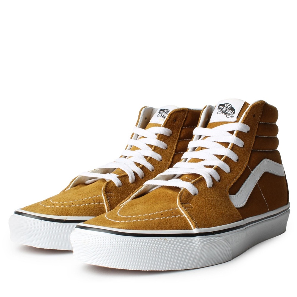 Gold VANS SK8-HI high tops NWOT